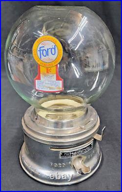 VINTAGE 1950's FORD CHROME GUMBALL MACHINE NO KEY (see Description below)