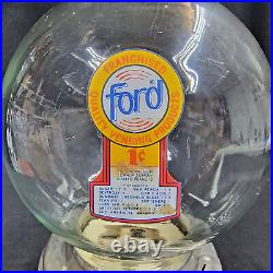VINTAGE 1950's FORD CHROME GUMBALL MACHINE NO KEY (see Description below)