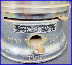 VINTAGE 1950's FORD CHROME GUMBALL MACHINE NO KEY (see Description below)
