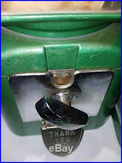 VINTAGE 1950s NATIONAL GUM AND PEANUT/CANDY VENDOR COIN OP MACHINE w KEY & DECAL