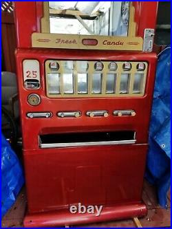 VINTAGE 1950s STONER CANDY MACHINE 180 WithGUM WHEEL. RARE VENDING CANDY APPLE RED