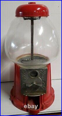 VINTAGE 1960'S Authentic No Repro Aluminum Red Gumball Machine Threaded Works