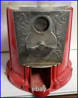 VINTAGE 1960'S Authentic No Repro Aluminum Red Gumball Machine Threaded Works