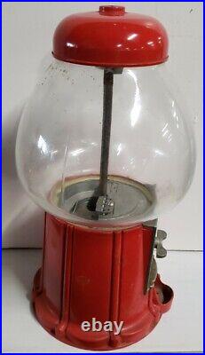 VINTAGE 1960'S Authentic No Repro Aluminum Red Gumball Machine Threaded Works