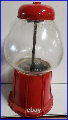 VINTAGE 1960'S Authentic No Repro Aluminum Red Gumball Machine Threaded Works