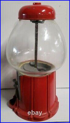 VINTAGE 1960'S Authentic No Repro Aluminum Red Gumball Machine Threaded Works