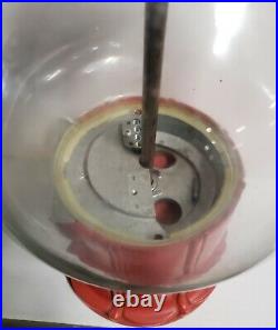 VINTAGE 1960'S Authentic No Repro Aluminum Red Gumball Machine Threaded Works