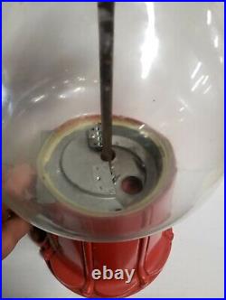 VINTAGE 1960'S Authentic No Repro Aluminum Red Gumball Machine Threaded Works