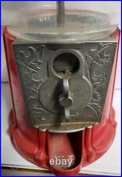 VINTAGE 1960'S Authentic No Repro Aluminum Red Gumball Machine Threaded Works