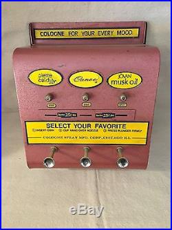 VINTAGE 1960's COIN OPERATED SPRAY COLOGNE DISPENSER / VENDING MACHINE
