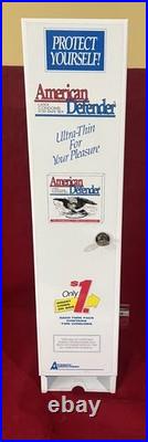 VINTAGE AMERICAN DEFENDER $1 LATEX CONDOM COIN OPERATED VENDING MACHINE withKEY