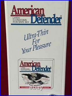 VINTAGE AMERICAN DEFENDER $1 LATEX CONDOM COIN OPERATED VENDING MACHINE withKEY