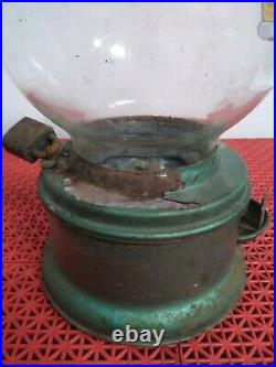 VINTAGE ANTIQUE FORD wide mouth GUMBALL MACHINE 1 Cent. No Key. Glass Globe