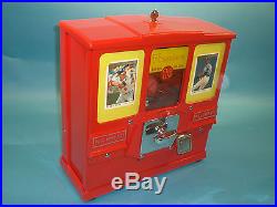 Vintage Antique Oak Premiere Baseball Card Trading Vendor And Gumball Machine