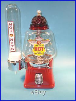 Vintage Antique Silver King Hot Nut Peanut Gumball Vending Machine