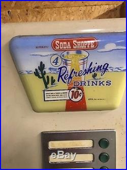 Vintage Apco Soda Shoppe Cup Vendor Vending Machine Coin Operated Coca Cola 7up