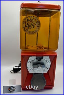 VINTAGE A & A CO 25 CENT Hot Nuts VENDING MACHINE With KEY 1950's 100% WORKS