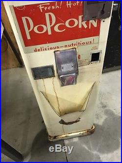Vintage Coin Operated Gold Medal Popcorn Vending Machine Man Cave Coin Op