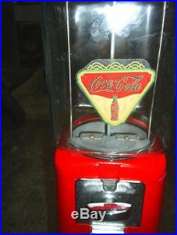 VINTAGE- Coca Cola THEMED Oak Candy / guumball Machine Glass with stand