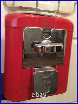 VINTAGE Double ACORN Gumball Candy Machine + Stand + Keys - Five Cents Nickel