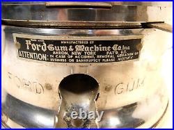 VINTAGE FORD 1c PENNY GUMBALL GUM VENDING MACHINE GLASS GLOBE TOPPER LOCK & KEY