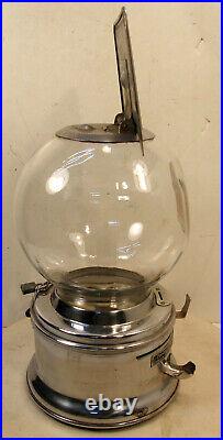 VINTAGE FORD 1c PENNY GUMBALL GUM VENDING MACHINE GLASS GLOBE TOPPER LOCK & KEY