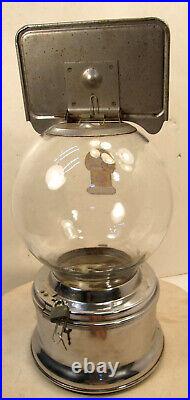 VINTAGE FORD 1c PENNY GUMBALL GUM VENDING MACHINE GLASS GLOBE TOPPER LOCK & KEY