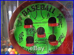 VINTAGE GUMBALL PEANUT CANDY VENDING MACHINE- One Cent Baseball Themed -COAST