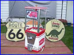 VINTAGE OAK VISTA 60's 70's RESTORED GUMBALL MACHINE IN COCA COLA / COKE THEME