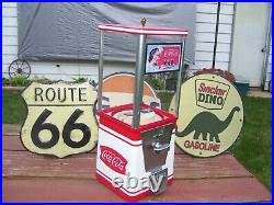 VINTAGE OAK VISTA 60's 70's RESTORED GUMBALL MACHINE IN COCA COLA / COKE THEME