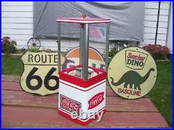 VINTAGE OAK VISTA 60's 70's RESTORED GUMBALL MACHINE IN COCA COLA / COKE THEME