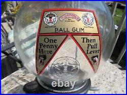 VINTAGE ORIGINAL 1930s COLUMBUS BULK VENDING MACHINE 1 CENT BALL GUM MACHINE