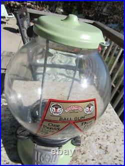 VINTAGE ORIGINAL 1930s COLUMBUS BULK VENDING MACHINE 1 CENT BALL GUM MACHINE