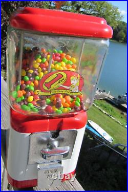 VINTAGE ORIGINAL 1950's OAK MFG. BULK VENDING MACHINE 1 CENT GUM BALL MACHINE