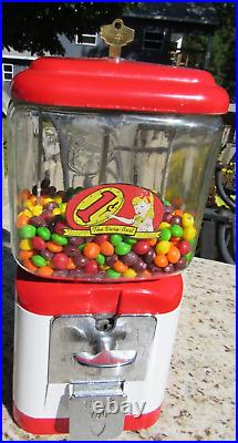 VINTAGE ORIGINAL 1950's OAK MFG. BULK VENDING MACHINE 1 CENT GUM BALL MACHINE