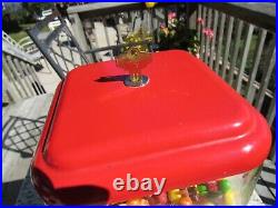 VINTAGE ORIGINAL 1950's OAK MFG. BULK VENDING MACHINE 1 CENT GUM BALL MACHINE