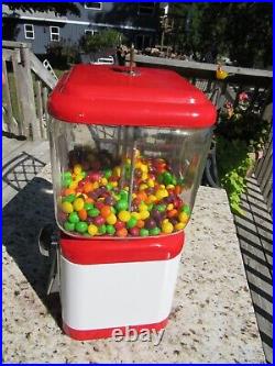 VINTAGE ORIGINAL 1950's OAK MFG. BULK VENDING MACHINE 1 CENT GUM BALL MACHINE