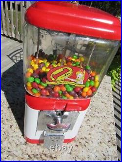 VINTAGE ORIGINAL 1950's OAK MFG. BULK VENDING MACHINE 1 CENT GUM BALL MACHINE