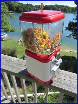 VINTAGE ORIGINAL 1950's OAK MFG. BULK VENDING MACHINE 1 CENT GUM BALL MACHINE
