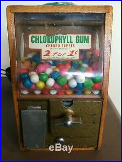 VINTAGE Original Victor Baby Grand One Cent Gumball Machine Chlorophyll Gum