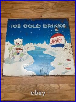 VINTAGE PEPSI BEAR SIGN RARE! Off a vending machine