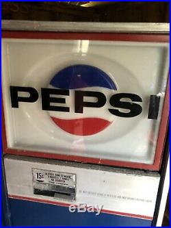 VINTAGE PEPSI Side Door Glass Bottle COIN 15cent VENDING MACHINE 1970s Soda