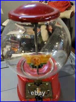 VINTAGE Red Advance Model D Antique Penny Gum Ball Machine
