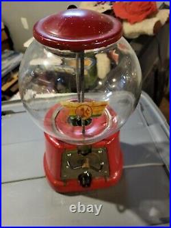 VINTAGE Red Advance Model D Antique Penny Gum Ball Machine