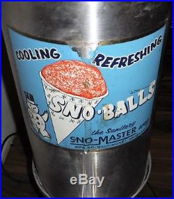 Vintage Sno-master Snow Cone Ball Machine Very Rare Commerical Working Tall