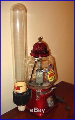 VINTAGE Silver King 5 Cent Hot Nut Machine Peanut Vending Glass Cup Dispenser