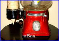 VINTAGE Silver King 5 Cent Hot Nut Machine with Dixie Vortex Glass Cup Dispenser