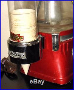 VINTAGE Silver King 5 Cent Hot Nut Machine with Dixie Vortex Glass Cup Dispenser