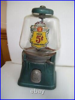 VINTAGE Silver King 5 Cent Nut Vending Machine Working Gumball