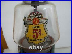 VINTAGE Silver King 5 Cent Nut Vending Machine Working Gumball
